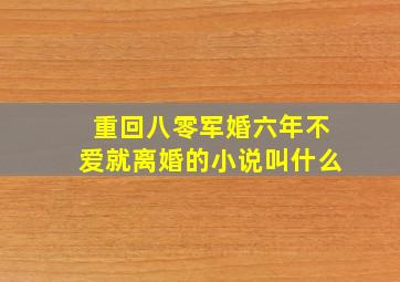 重回八零军婚六年不爱就离婚的小说叫什么