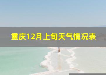 重庆12月上旬天气情况表