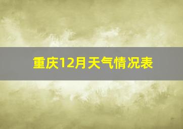 重庆12月天气情况表