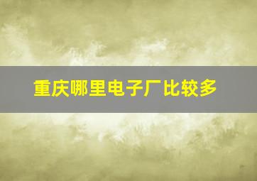 重庆哪里电子厂比较多