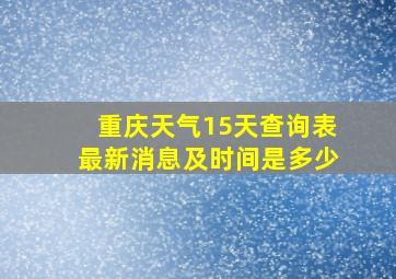 重庆天气15天查询表最新消息及时间是多少