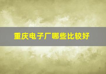 重庆电子厂哪些比较好