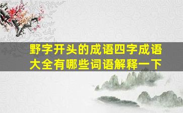 野字开头的成语四字成语大全有哪些词语解释一下