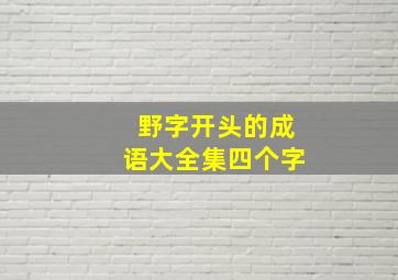 野字开头的成语大全集四个字