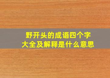 野开头的成语四个字大全及解释是什么意思