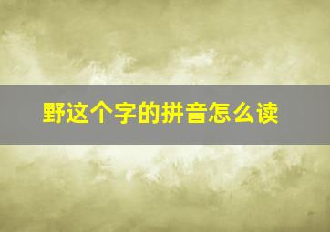 野这个字的拼音怎么读