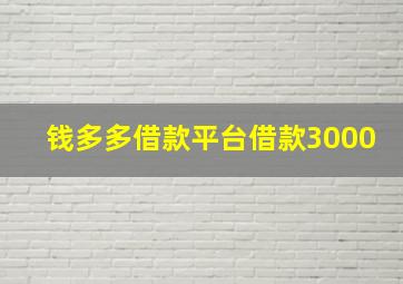 钱多多借款平台借款3000