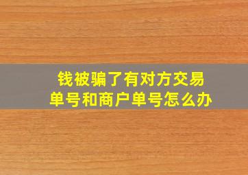 钱被骗了有对方交易单号和商户单号怎么办