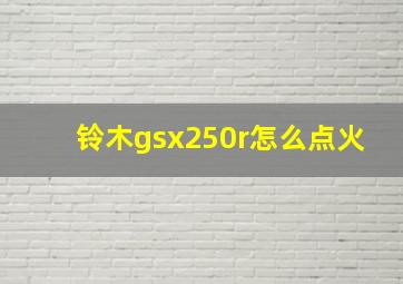 铃木gsx250r怎么点火