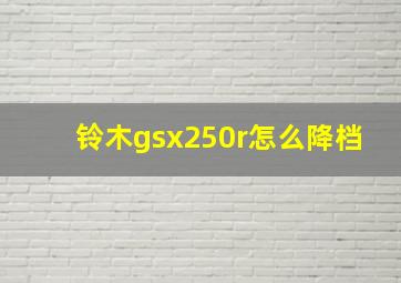 铃木gsx250r怎么降档