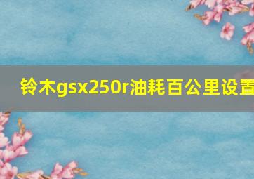 铃木gsx250r油耗百公里设置