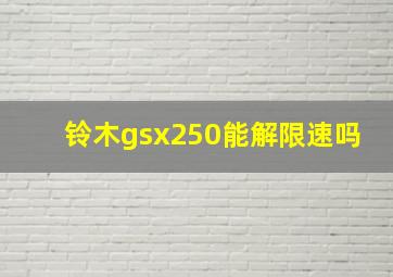 铃木gsx250能解限速吗