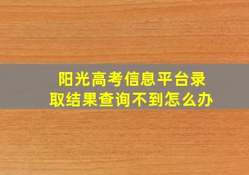 阳光高考信息平台录取结果查询不到怎么办