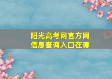 阳光高考网官方网信息查询入口在哪