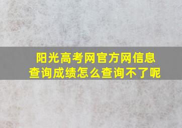 阳光高考网官方网信息查询成绩怎么查询不了呢