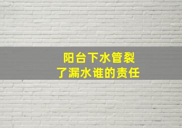 阳台下水管裂了漏水谁的责任