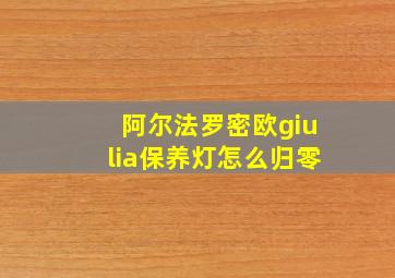 阿尔法罗密欧giulia保养灯怎么归零