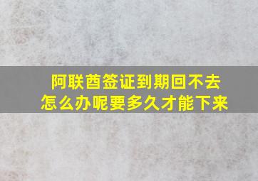 阿联酋签证到期回不去怎么办呢要多久才能下来