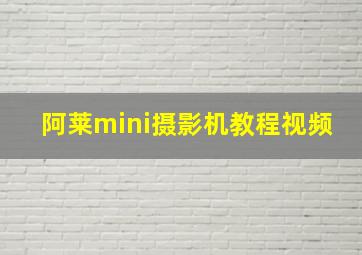 阿莱mini摄影机教程视频