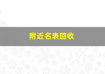 附近名表回收