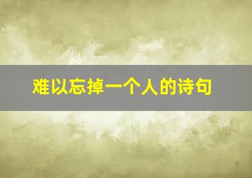 难以忘掉一个人的诗句