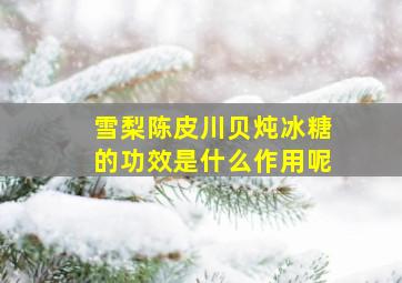 雪梨陈皮川贝炖冰糖的功效是什么作用呢