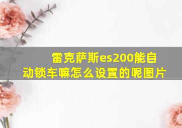 雷克萨斯es200能自动锁车嘛怎么设置的呢图片