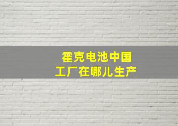 霍克电池中国工厂在哪儿生产