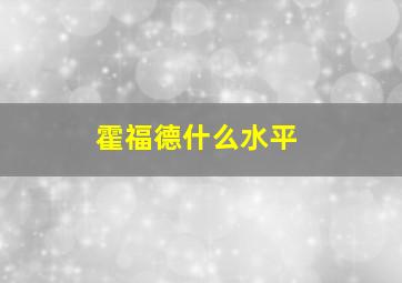 霍福德什么水平