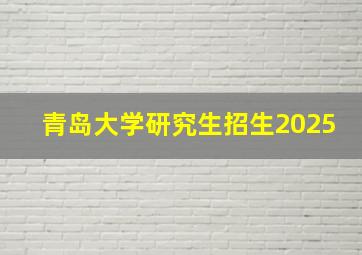 青岛大学研究生招生2025