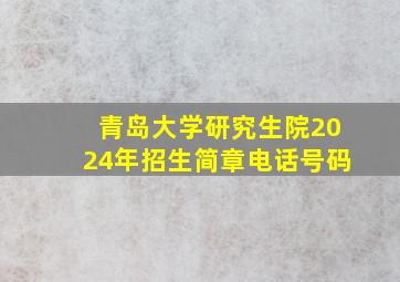 青岛大学研究生院2024年招生简章电话号码