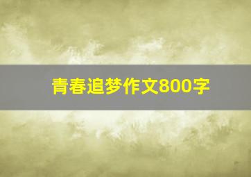 青春追梦作文800字