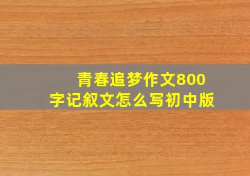 青春追梦作文800字记叙文怎么写初中版