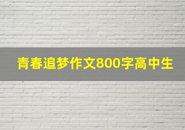 青春追梦作文800字高中生