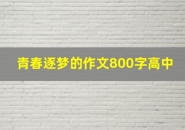 青春逐梦的作文800字高中