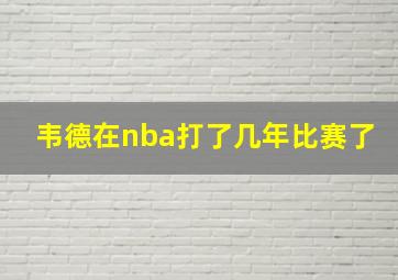 韦德在nba打了几年比赛了