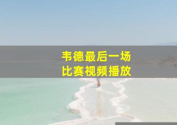 韦德最后一场比赛视频播放