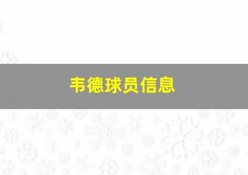 韦德球员信息