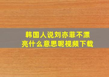 韩国人说刘亦菲不漂亮什么意思呢视频下载