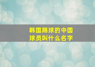 韩国踢球的中国球员叫什么名字