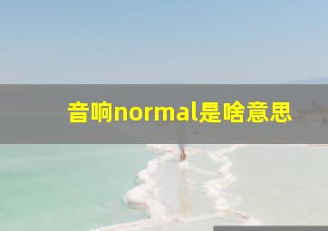 音响normal是啥意思