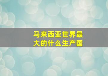 马来西亚世界最大的什么生产国