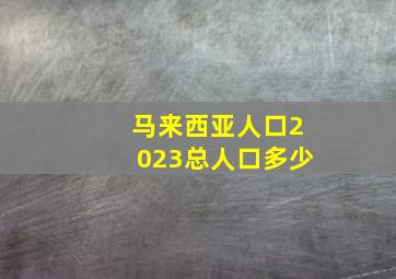 马来西亚人口2023总人口多少