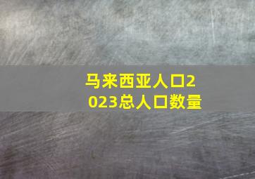 马来西亚人口2023总人口数量