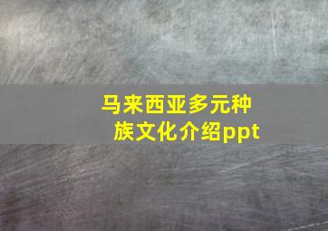 马来西亚多元种族文化介绍ppt