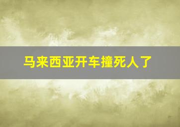 马来西亚开车撞死人了