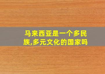 马来西亚是一个多民族,多元文化的国家吗