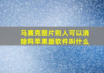 马赛克图片别人可以消除吗苹果版软件叫什么