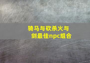 骑马与砍杀火与剑最佳npc组合