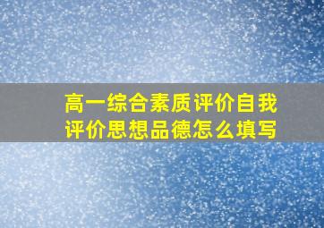 高一综合素质评价自我评价思想品德怎么填写